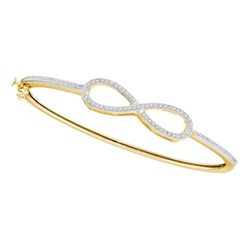 10kt Yellow Gold Womens Round Diamond Infinity Love Bangle Bracelet 1/3 Cttw