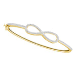 10kt Yellow Gold Womens Round Diamond Infinity Love Bangle Bracelet 1/3 Cttw