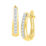 10kt Yellow Gold Womens Round Diamond Hoop Earrings 1/4 Cttw