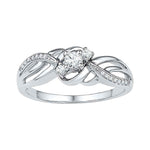 10kt White Gold Womens Round Diamond 3-stone Bridal Wedding Engagement Ring 1/4 Cttw