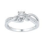 10kt White Gold Womens Round Diamond Solitaire Bridal Wedding Engagement Ring 1/8 Cttw