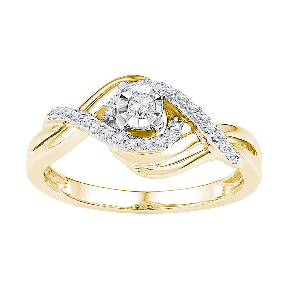 10kt Yellow Gold Womens Round Diamond Solitaire Bridal Wedding Engagement Ring 1/5 Cttw