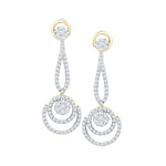 10kt Yellow Gold Womens Round Diamond Circle Cluster Dangle Earrings 1.00 Cttw