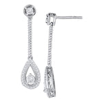 10kt White Gold Womens Round Diamond Teardrop Screwback Dangle Earrings 1/4 Cttw