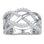 10kt White Gold Womens Round Diamond Woven Crossover Band Ring 1/3 Cttw