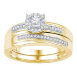 10k Yellow Gold Womens Round Diamond Bridal Wedding Engagement Ring Band Set 1/4 Cttw