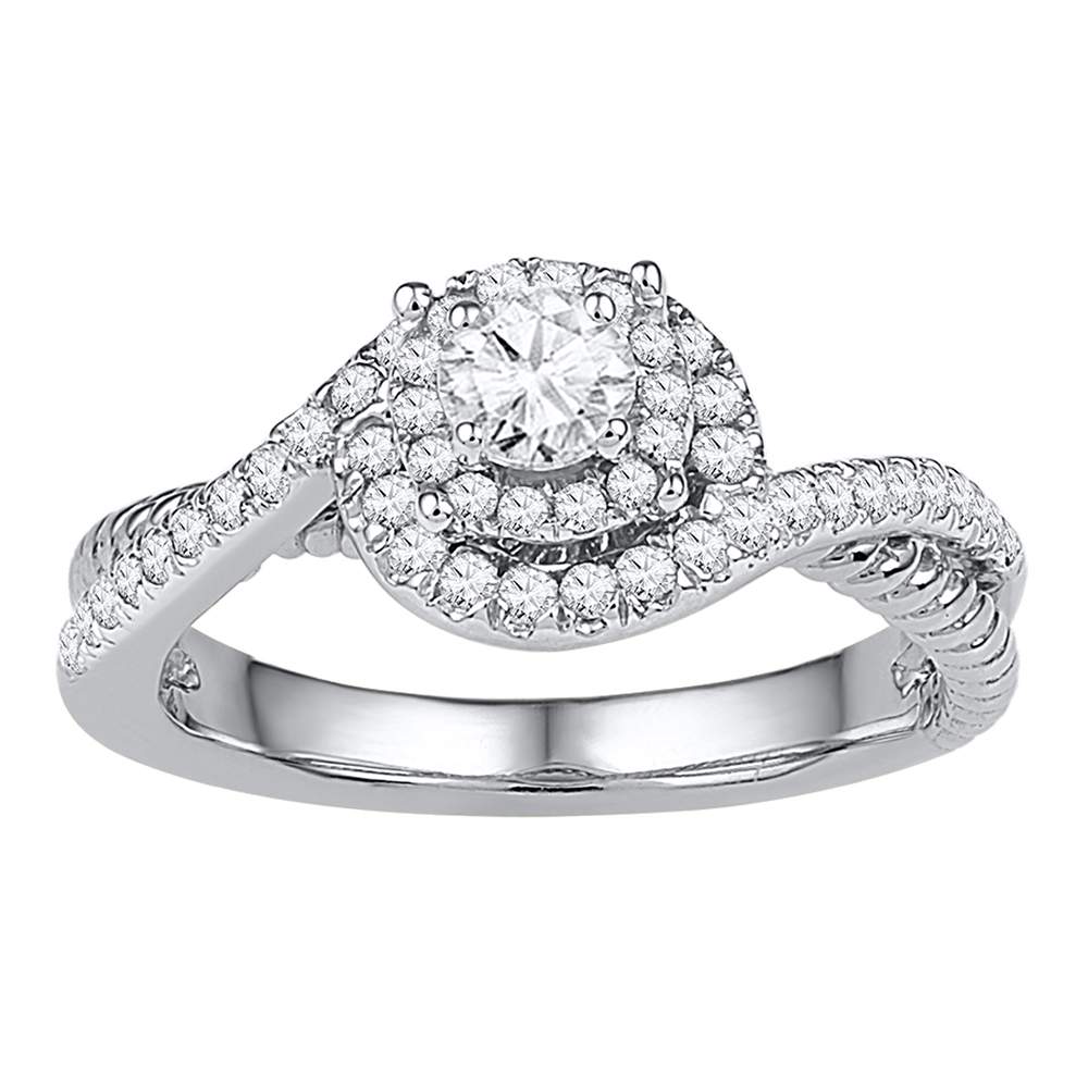 10kt White Gold Womens Round Diamond Solitaire Bridal Wedding Engagement Ring 3/8 Cttw