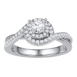 10kt White Gold Womens Round Diamond Solitaire Bridal Wedding Engagement Ring 3/8 Cttw