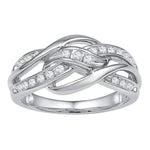 10kt White Gold Womens Round Diamond Woven Knot Strand Band 1/4 Cttw