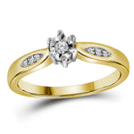 Yellow-tone Sterling Silver Womens Round Diamond Solitaire Bridal Wedding Engagement Ring 1/20 Cttw - Size 9