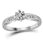 Sterling Silver Womens Round Diamond Solitaire Bridal Wedding Engagement Ring 1/20 Cttw - Size 10