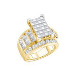14kt Yellow Gold Womens Princess Diamond Cluster Bridal Wedding Engagement Ring 3.00 Cttw - Size 9