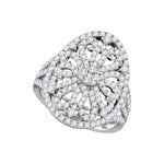 14kt White Gold Womens Round Diamond Cluster Bridal Wedding Engagement Ring 1-1/6 Cttw
