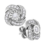 10kt White Gold Womens Round Diamond Pinwheel Stud Earrings 1/3 Cttw