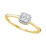 10kt Yellow Gold Womens Round Diamond Halo Cluster Bridal Wedding Engagement Ring 1/5 Cttw
