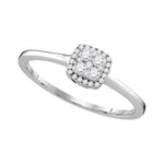 10kt White Gold Womens Round Diamond Halo Cluster Bridal Wedding Engagement Ring 1/5 Cttw