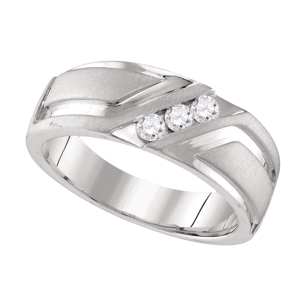 10k White Gold Mens Round Diamond Wedding Anniversary Band Ring 1/4 Cttw