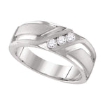 10k White Gold Mens Round Diamond Wedding Anniversary Band Ring 1/4 Cttw