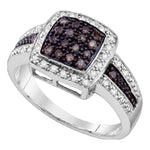 14kt White Gold Womens Round Brown Color Enhanced Diamond Cluster Ring 1/2 Cttw - Size 10