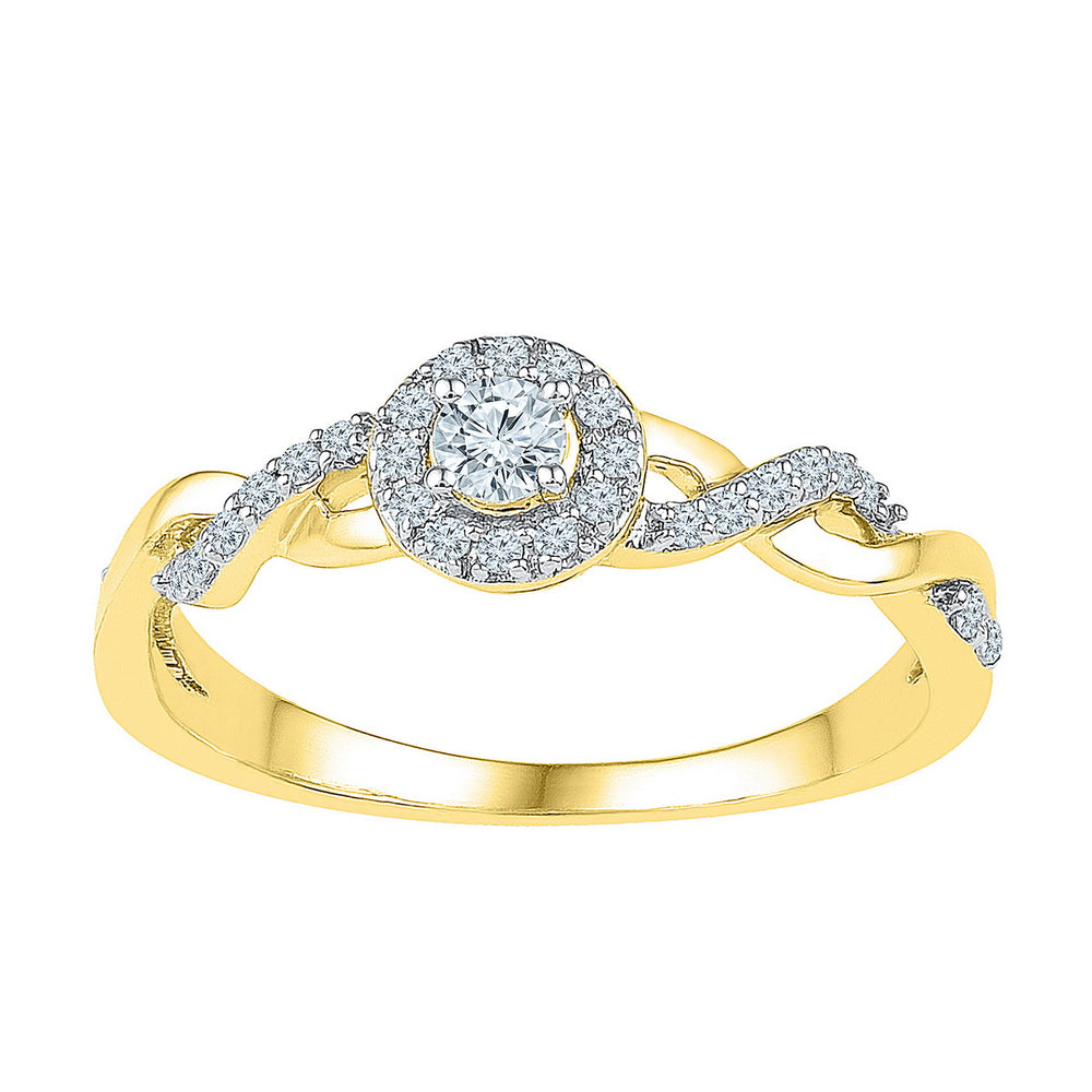 10kt Yellow Gold Womens Round Diamond Solitaire Bridal Wedding Engagement Ring 1/5 Cttw