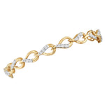 10kt Yellow Gold Womens Round Diamond Linked Teardrop Tennis Bracelet 1/6 Cttw
