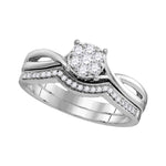 10kt White Gold Womens Round Diamond Twist Bridal Wedding Engagement Ring Band Set 1/3 Cttw