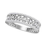 10kt White Gold Womens Round Diamond Filigree Symmetrical Band Ring 1/4 Cttw