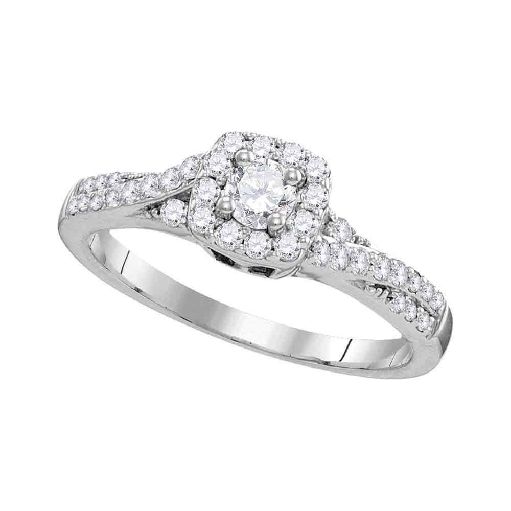 10kt White Gold Womens Round Diamond Solitaire Bridal Wedding Engagement Ring 1/2 Cttw