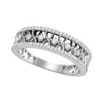 10kt White Gold Womens Round Diamond Filigree Symmetrical Band Ring 1/4 Cttw