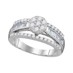 10kt White Gold Womens Round Diamond Flower Cluster Bridal Wedding Engagement Ring 1.00 Cttw