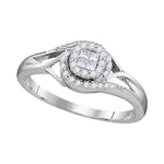 10kt White Gold Womens Princess Round Diamond Cluster Bridal Wedding Engagement Ring 1/5 Cttw