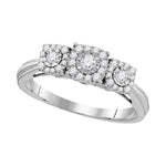 10kt White Gold Womens Round Diamond 3-stone Bridal Wedding Engagement Ring 1/2 Cttw