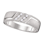 14k White Gold Mens Round Diamond Wedding Anniversary Band Ring 1/6 Cttw