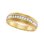 10kt Yellow Gold Mens Round Diamond Two-tone Milgrain Wedding Anniversary Band Ring 1/4 Cttw