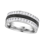 14kt White Gold Mens Round Diamond Double Row Wedding Band 1.00 Cttw