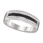 14kt White Gold Mens Round Diamond Black-tone Wedding Anniversary Band Ring 1/4 Cttw