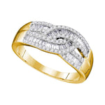 10k Yellow Gold Womens Round Baguette Diamond Fashion Band Ring 5/8 Cttw