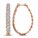 10kt Rose Gold Womens Round Diamond Hoop Earrings 1/2 Cttw