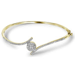 14kt Yellow Gold Womens Princess Round Diamond Soleil Bangle Bracelet 3/4 Cttw