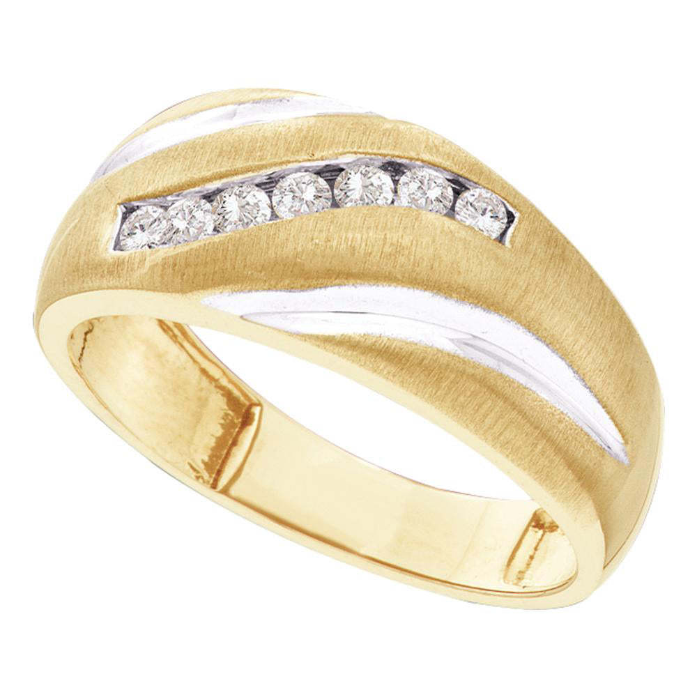 10kt Yellow Gold Mens Round Diamond Single Row Wedding Band Ring 1/4 Cttw