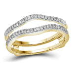 14kt Yellow Gold Womens Diamond Ring Guard Wrap Solitaire Band Enhancer 1/4 Cttw