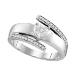 14kt White Gold Womens Round Diamond Solitaire Promise Bridal Ring 1/10 Cttw