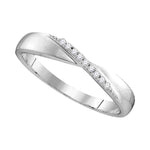 Sterling Silver Womens Round Diamond Crossover Single Row Band 1/20 Cttw