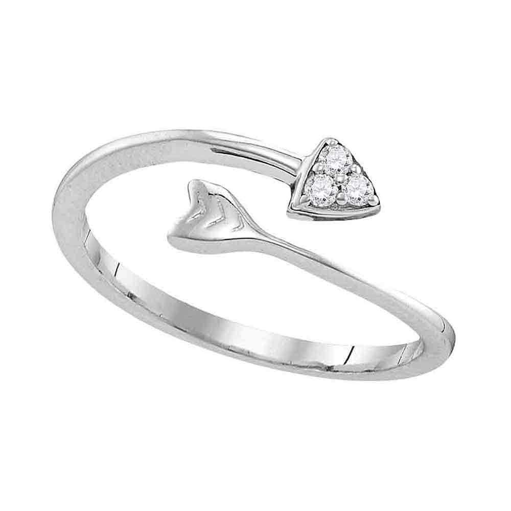 Sterling Silver Womens Round Diamond Bisected Arrow Band Ring 1/20 Cttw