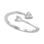 Sterling Silver Womens Round Diamond Bisected Arrow Band Ring 1/20 Cttw