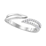 Sterling Silver Womens Round Diamond Bisected Band Ring 1/6 Cttw