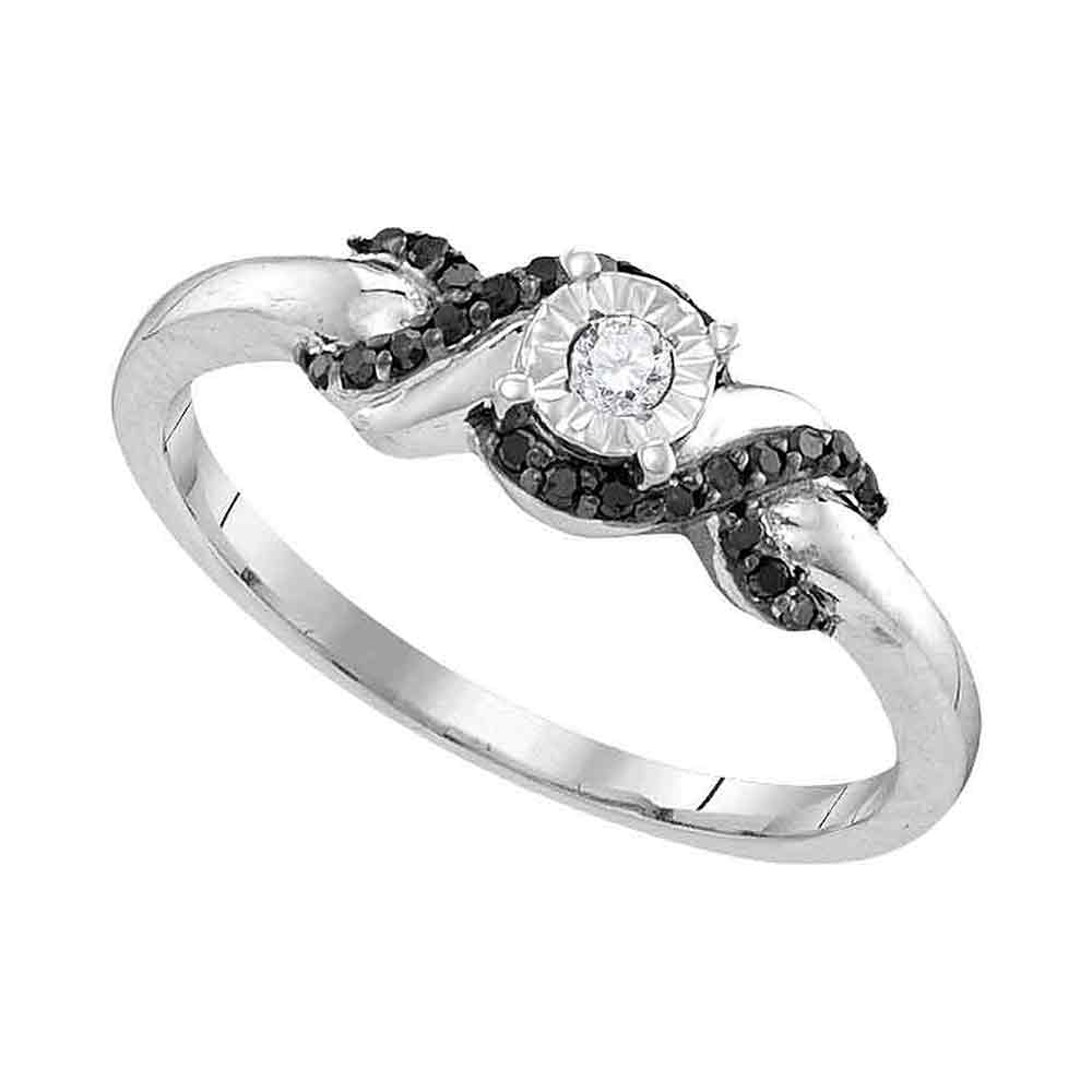 Sterling Silver Womens Round Diamond Solitaire Bridal Wedding Engagement Ring 1/6 Cttw