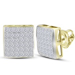 14kt Yellow Gold Womens Princess Diamond Square Cluster Stud Earrings 2.00 Cttw