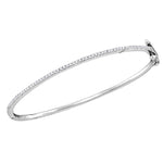 Sterling Silver Womens Round Diamond Single Row Bangle Bracelet 1/3 Cttw