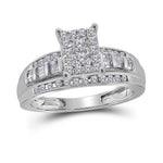 10kt White Gold Womens Round Diamond Cluster Bridal Wedding Engagement Ring 1/2 Cttw